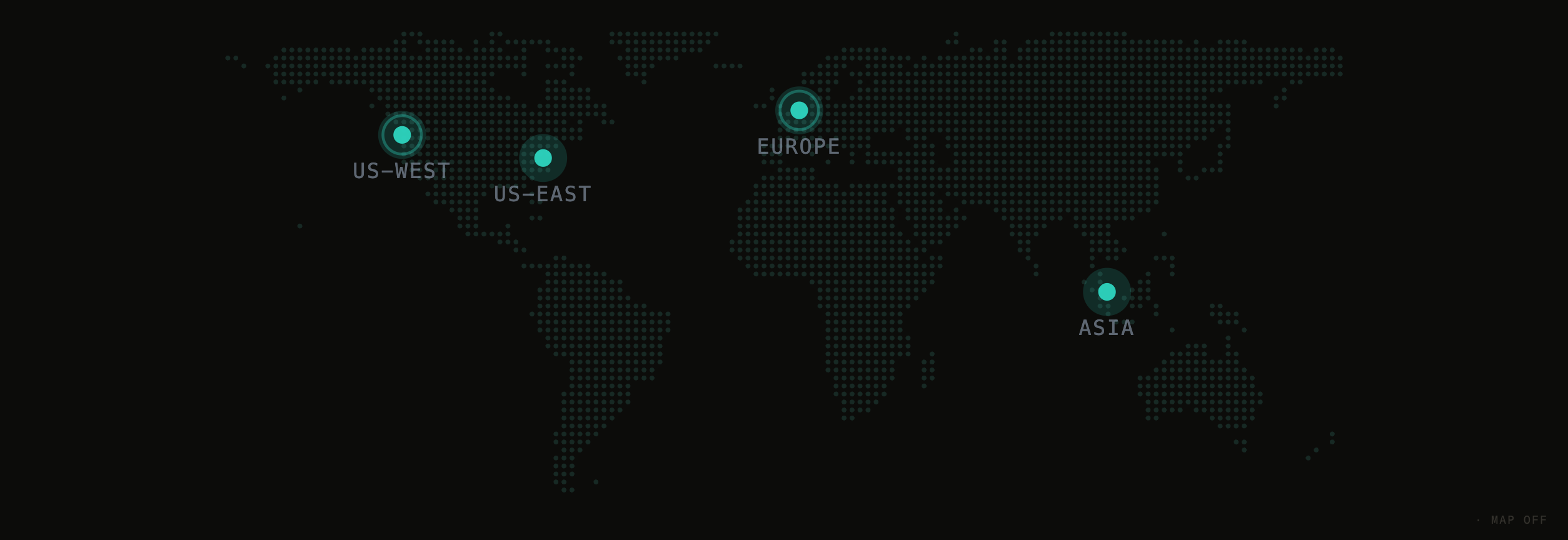The live check map — monitoring regions in US West, US East, Europe and Asia