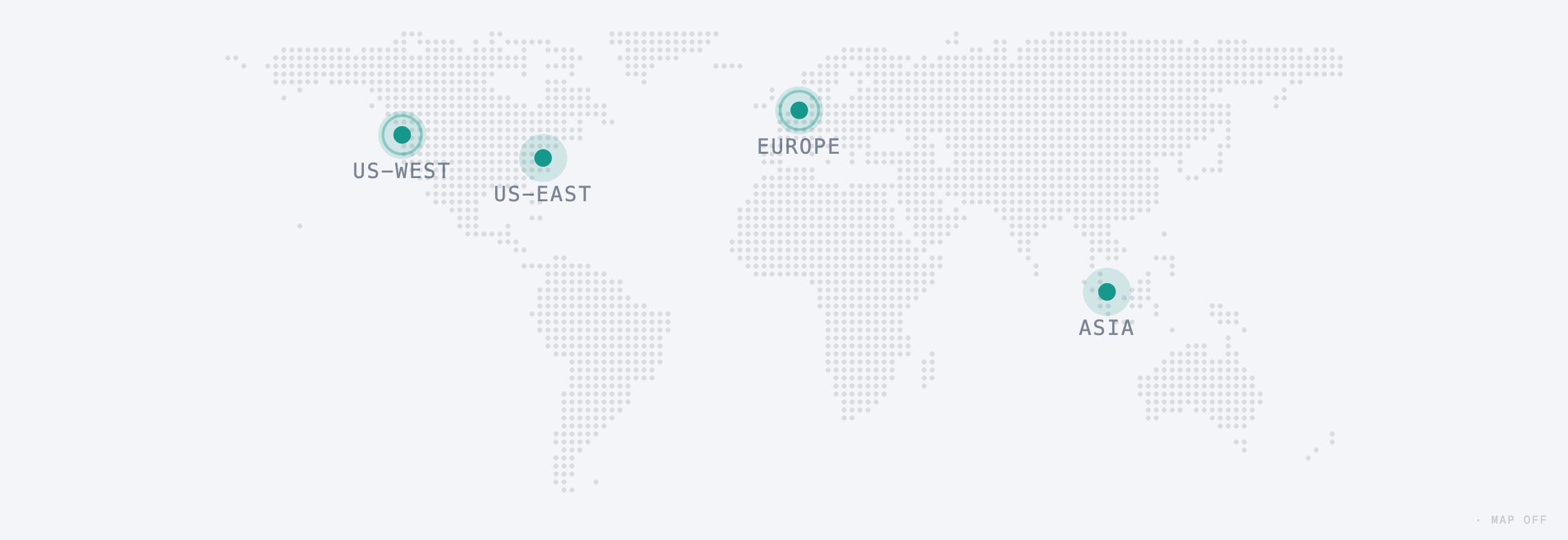 The live check map — monitoring regions in US West, US East, Europe and Asia